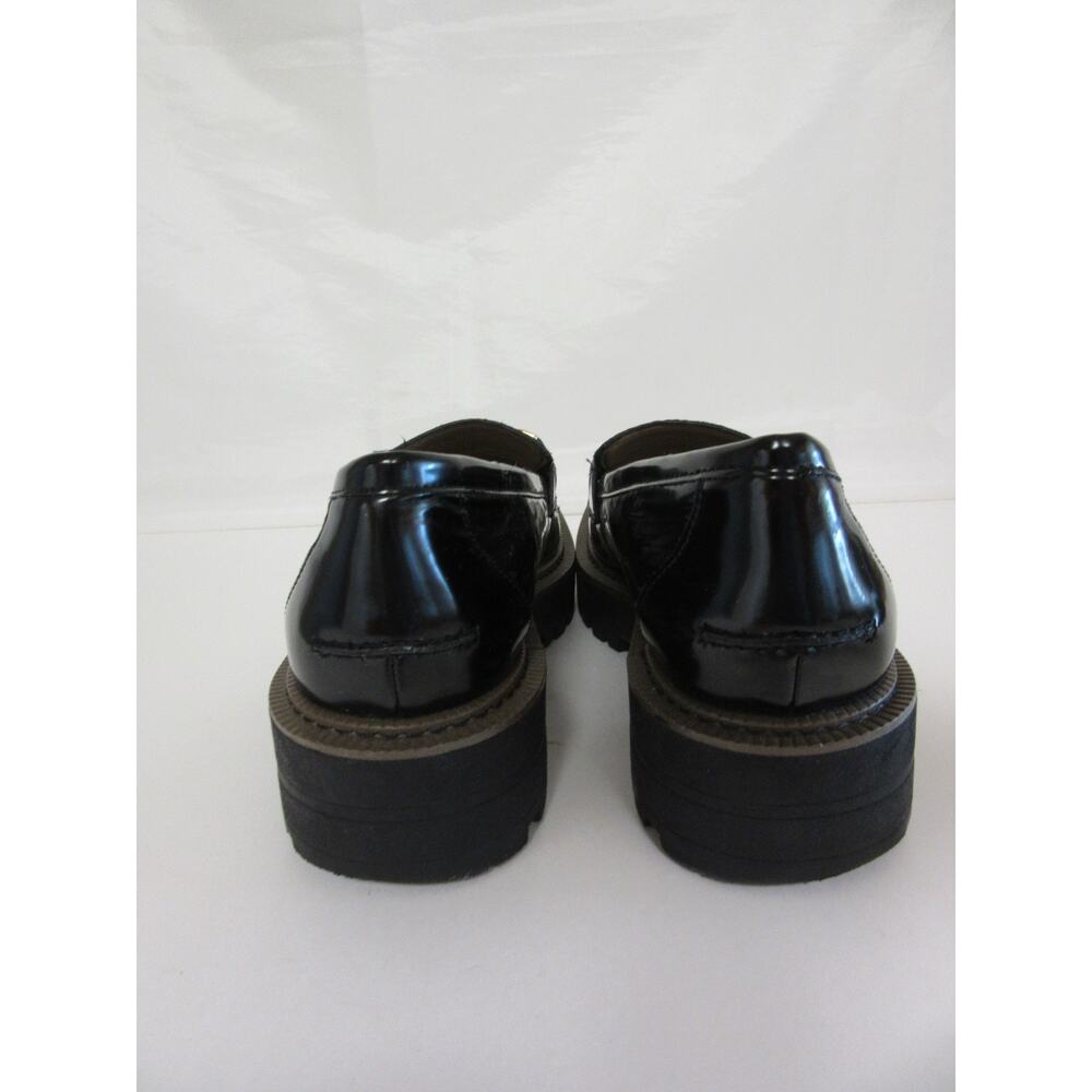 SAM EDELMAN Laurs Black Faux Patent Leather 8.5M Slip On Lugged Soles Loafers - Picture 2 of 8